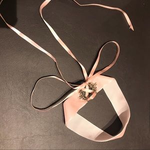 Pink Lace Up Velvet Choker